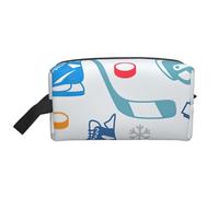 Hockey Elements - Bolsa organizadora de cosméticos portátil de gran capacidad con estampado creativo con cremallera, color blanco, talla única, Blanco, One Size