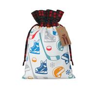 Hockey Elements - Bolsas de regalo con cordón de Navidad con estampado creativo, bolsa de regalo para Navidad, cumpleaños, fiesta de vacaciones