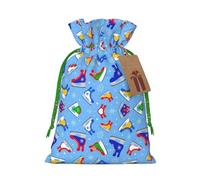 Hockey Elements - Bolsas de regalo reutilizables con estampado creativo de Navidad con cordón