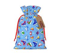 Hockey Elements - Bolsas de regalo reutilizables con estampado creativo de Navidad con cordón