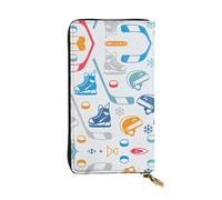 Hockey Elements - Cartera larga de piel con estampado creativo, cartera personalizada de moda, múltiples ranuras para tarjetas, lista para regalo, Negro -, Talla única