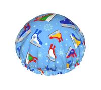 Hockey Elements - Gorro de ducha impermeable de doble capa con estampado creativo para mujeres y hombres, reutilizable, banda elástica