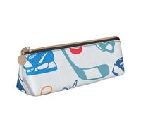 Hockey Elements - Monedero de PVC con estampado creativo de elementos de hockey, bolsa de maquillaje, estuche con cremallera, estuche de papelería para mujeres y hombres, blanco, talla única, simple