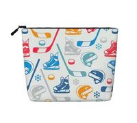 Hockey Elements - Neceser con estampado creativo de una sola capa, bolsa de maquillaje con bolsillos con cremallera para mujer, bonita y portátil