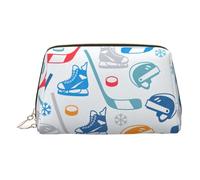 Hockey Elements - Neceser de maquillaje con diseño creativo con divisor, bolsa de aseo de viaje, bolsa de cosméticos portátil, Gold, One Size
