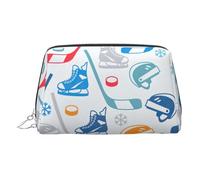 Hockey Elements - Neceser de maquillaje con diseño creativo con divisor, bolsa de aseo de viaje, bolsa de cosméticos portátil, Silver, One Size