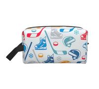 Hockey Elements - Organizador de cosméticos de gran capacidad con estampado creativo para mujeres y hombres, bolsa de maquillaje portátil de viaje, Blanco, Talla única