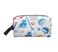 Hockey Elements - Organizador de cosméticos de gran capacidad con estampado creativo para mujeres y hombres, bolsa de maquillaje portátil de viaje, Blanco, Talla única
