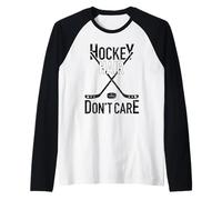 Hockey Hair Don't Care Temporada Divertido Jugador Niñas Niños Camiseta Manga Raglan