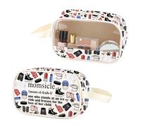 Hockey Mom - Bolsa de maquillaje transparente de piel sintética con asa, diseño de momsicle, regalo para el día de la madre, Momsicle Pu, No