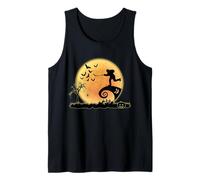 Hockey Player and Moon Silhouette Funny Halloween Costumes Camiseta sin Mangas