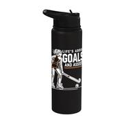 Hockey sobre césped, niñas mujeres | La vida se trata de objetivos, hockey sobre césped Stainless Steel Insulated Water Bottle