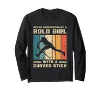 Hockey sobre césped Nunca subestimar a una Chica con un Palo Curvado Manga Larga