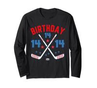 Hockey sobre hielo catorce cumpleaños niño 14 fiesta niños edad 14 Manga Larga