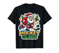 Hockey sobre Hielo Claus Santa Feliz Navidad Divertido Jugador Amante Camiseta