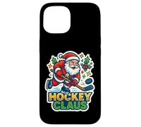 Hockey sobre Hielo Claus Santa Feliz Navidad Divertido Jugador Amante Carcasa para iPhone 15