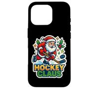 Hockey sobre Hielo Claus Santa Feliz Navidad Divertido Jugador Amante Carcasa para iPhone 16 Pro