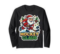Hockey sobre Hielo Claus Santa Feliz Navidad Divertido Jugador Amante Manga Larga