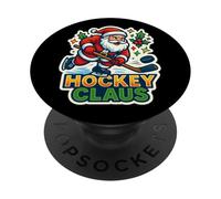 Hockey sobre Hielo Claus Santa Feliz Navidad Divertido Jugador Amante PopSockets PopGrip Adhesivo