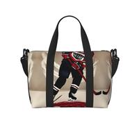 Hockey Sports - Bolsa de gimnasio grande de 16 pulgadas, ligera, bolsa de lona para viajes, deportes, bolsa de hospital para mamá, Black, Talla única