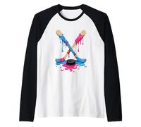 Hockey Sticks Ice Cream Sprinkle Drip Sport Boy Youth Player Camiseta Manga Raglan