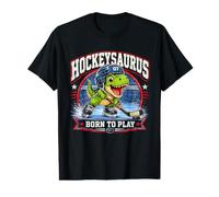 Hockeysaurus Born To Play Hockey Dinosaurio Hockey Divertido Camiseta gráfica económica