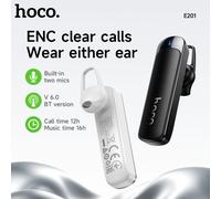HOCO E201 ENC Auriculares inalámbricos con cancelación de ruido, Bluetooth 6.0, micrófono dual, auriculares empresariales, 170H Standy Black