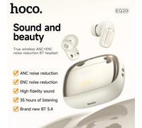 HOCO EQ20 ANC ENC cancelación de ruido Bluetooth 5,4 auriculares inalámbricos compatible con conexión Dual estéreo HiFi música deporte auriculares intrauditivos Black