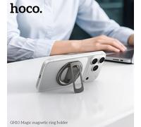 HOCO GH10 soporte magnético para anillo de dedo aleación de aluminio N52 imán de Metal soporte de escritorio para teléfono móvil para Iphone 12-17 Pro Max Negro