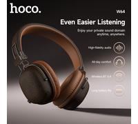 HOCO Retro PU cuero inalámbrico Bluetooth 5,4 auriculares 40MM altavoz de graves profundos música deportes HiFi Audio auriculares moda sobre la oreja Black