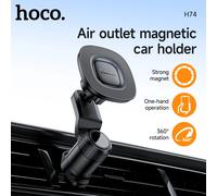 HOCO soporte magnético Universal para salida de aire para coche para iPhone 17 16 Pro Max 360 rotación soporte de Clip multiángulo para Samsung S25 S24 Black