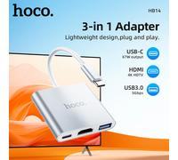 HOCO tipo C a USB 3,0 compatible con HDMI divisor HUB 4K/30HZ acoplamiento USB C OTG estación adaptadora para Mac Windows 7 8 10 convertidor Silvery