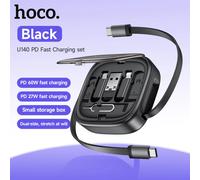 HOCO U140 6 en 1 PD60W, Caja con Cable de Datos Retráctil de Carga Rápida, Cargador Portátil USB A Tipo-C para Teléfono Móvil Samsung