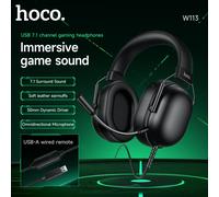 HOCO W113 auriculares inalámbricos para juegos con micrófono con cable 50MM USB7.1 canales con Cable de Audio auriculares de sonido envolvente para ordenador PC W113