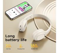 HOCO W46 auriculares inalámbricos Bluetooth 40MM altavoces música auriculares para deportes juegos diseño plegable auriculares portátiles sobre la oreja BLANCO