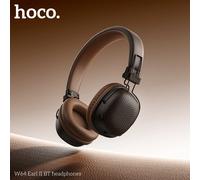 HOCO W64 auriculares por encima de la oreja Bluetooth 5,4 auriculares grandes inalámbricos orejeras de cuero auriculares deportivos de música plegables con micrófono Marrón