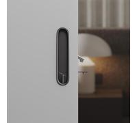 Hoconnie Cerradura de puerta corredera y tirador de bolsillo empotrable, cerradura invisible para puertas de 35-45 mm, tirador de borde oculto, 154 mm, color negro