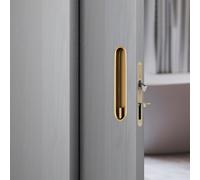 Hoconnie Cerradura de puerta corredera y tirador de bolsillo empotrable, cerradura invisible para puertas de 35 a 45 mm, tirador de borde oculto, 154 mm, color dorado