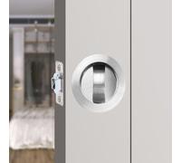 Hoconnie Cerradura para Puerta de Bolsillo Sin llave Manilla de Privacidad para Puertas de Bolsillo Cerradura Invisible para Puerta Corredera 66mm (Redondo, Plateado)