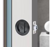Hoconnie Cerradura para Puerta de Bolsillo Sin llave Manilla de Privacidad para Puertas de Bolsillo Cerradura Invisible para Puerta Corredera 66mm (Redondo, Negro)
