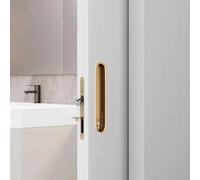 Hoconnie Cerradura y Tirador para Puerta Corredera Manilla Empotrada Cerradura Invisible para Puerta de Bolsillo Tirador Oculto 154mm (Oro)
