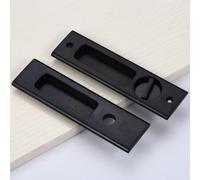 Hoconnie Manillas de Puerta con Cerradura sin Llave Cerradura Invisible Puerta Corredera Cierre Puerta Corredera Cerradura Puerta Madera Interior 160mm (Negro)