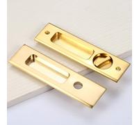 Hoconnie Manillas de Puerta con Cerradura sin Llave Cerradura Invisible Puerta Corredera Cierre Puerta Corredera Cerradura Puerta Madera Interior 160mm (Oro)