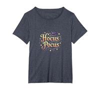Hocus Pocus, Bruja mágica de Halloween, Camiseta, Mujer Tallas Grandes, Azul Jaspeado, 2XL Grande