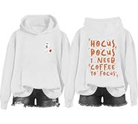 Hocus Pocus I Need Coffee To Focus - Sudadera Hocus Pocus, estampado gráfico clásico para mujeres y hombres, Blanco-2, 3XL