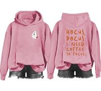 Hocus Pocus I Need Coffee To Focus - Sudadera Hocus Pocus, estampado gráfico clásico para mujeres y hombres, Rosa-2., 3XL