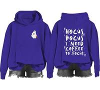 Hocus Pocus I Need Coffee To Focus - Sudadera Hocus Pocus, estampado gráfico clásico para mujeres y hombres, Klein Blue-2, 3XL