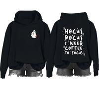 Hocus Pocus I Need Coffee To Focus - Sudadera Hocus Pocus, estampado gráfico clásico para mujeres y hombres, Negro-2, S