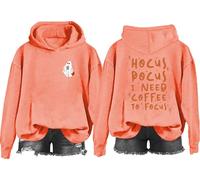 Hocus Pocus I Need Coffee To Focus - Sudadera Hocus Pocus, estampado gráfico clásico para mujeres y hombres, Hami Orange-2, XXL