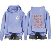 Hocus Pocus I Need Coffee To Focus - Sudadera Hocus Pocus, estampado gráfico clásico para mujeres y hombres, Azul cielo-2, 3XL